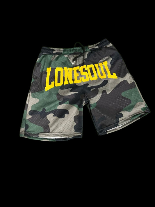 army camo mesh shorts